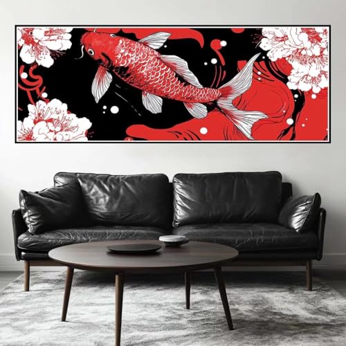 Malen Nach Zahlen Koi Malen Nach Zahlen Erwachsene Kirschblüte, 45x135 cm XXL Groß Acrylfarben Ölgemälde, DIY Malen Nach Zahlen Kinder Anfänger Paint by Numbers Set für Wand Dekor (Ohne Rahmen)-H280 von Kggyele