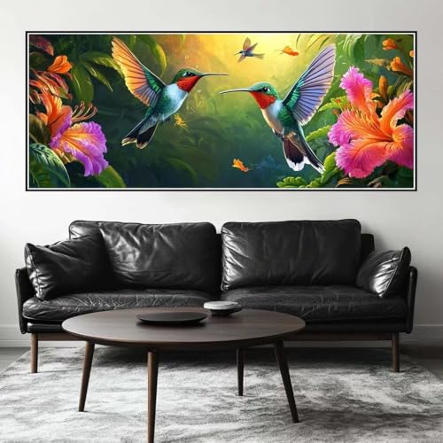 Malen Nach Zahlen Kolibri Malen Nach Zahlen Erwachsene Blume, 100 X 40 cm XXL Groß Acrylfarben Ölgemälde, DIY Malen Nach Zahlen Kinder Anfänger Paint by Numbers Set für Wand Dekor (Ohne Rahmen) -H495 von Kggyele