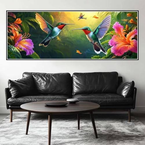 Malen Nach Zahlen Kolibri Malen Nach Zahlen Erwachsene Blume, 75x225 cm XXL Groß Acrylfarben Ölgemälde, DIY Malen Nach Zahlen Kinder Anfänger Paint by Numbers Set für Wand Dekor (Ohne Rahmen) -H495 von Kggyele