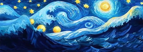 Malen Nach Zahlen Kunst Malen Nach Zahlen Erwachsene Sternennacht, 25x75 cm XXL Groß Acrylfarben Ölgemälde, DIY Malen Nach Zahlen Kinder Anfänger Set Bastelset für Wand Dekor (Ohne Rahmen) -H608 von Kggyele