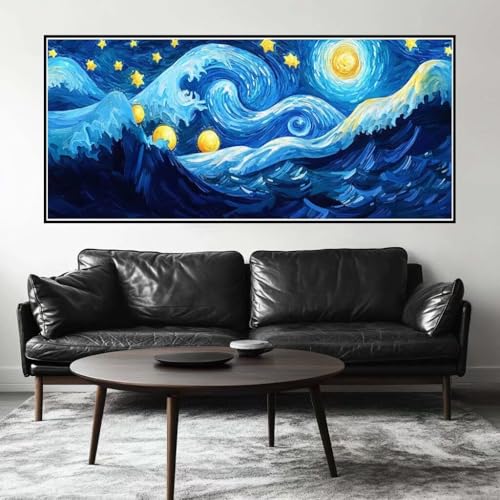 Malen Nach Zahlen Kunst Malen Nach Zahlen Erwachsene Sternennacht, 90 X 45 cm XXL Groß Acrylfarben Ölgemälde, DIY Malen Nach Zahlen Kinder Anfänger Set Bastelset für Wand Dekor (Ohne Rahmen) -H608 von Kggyele