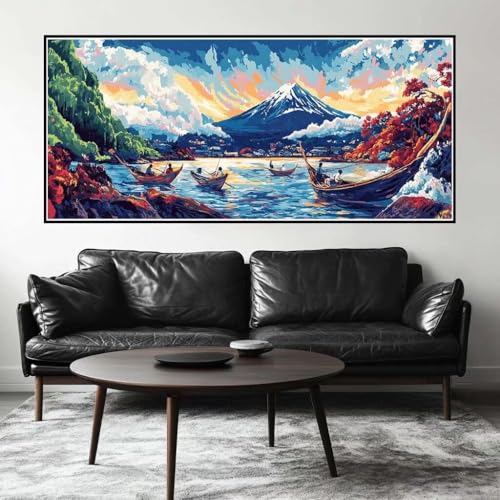 Malen Nach Zahlen Landschaft Malen Nach Zahlen Erwachsene Berg, 190 X 95 cm XXL Groß Acrylfarben Ölgemälde, DIY Malen Nach Zahlen Kinder Anfänger Paint by Numbers Set für Wand Dekor (Ohne Rahmen)-H568 von Kggyele