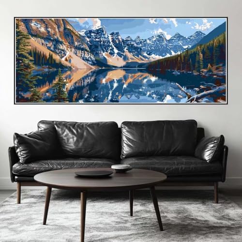 Malen Nach Zahlen Landschaft Malen Nach Zahlen Erwachsene Berg, 50 X 20 cm XXL Groß Acrylfarben Ölgemälde, DIY Malen Nach Zahlen Kinder Anfänger Paint by Numbers Set für Wand Dekor (Ohne Rahmen) -H296 von Kggyele