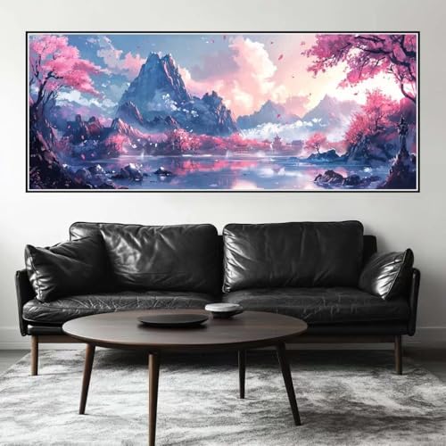 Malen Nach Zahlen Landschaft Malen Nach Zahlen Erwachsene Berg, 75 X 30 cm XXL Groß Acrylfarben Ölgemälde, DIY Malen Nach Zahlen Kinder Anfänger Paint by Numbers Set für Wand Dekor (Ohne Rahmen) -H398 von Kggyele