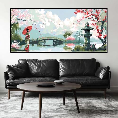 Malen Nach Zahlen Landschaft Malen Nach Zahlen Erwachsene Frau, 110 X 55 cm XXL Groß Acrylfarben Ölgemälde, DIY Malen Nach Zahlen Kinder Anfänger Paint by Numbers Set für Wand Dekor (Ohne Rahmen)-H566 von Kggyele