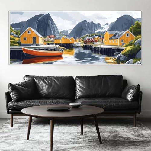 Malen Nach Zahlen Landschaft Malen Nach Zahlen Erwachsene Haus, 75 X 30 cm XXL Groß Acrylfarben Ölgemälde, DIY Malen Nach Zahlen Kinder Anfänger Paint by Numbers Set für Wand Dekor (Ohne Rahmen) -H523 von Kggyele