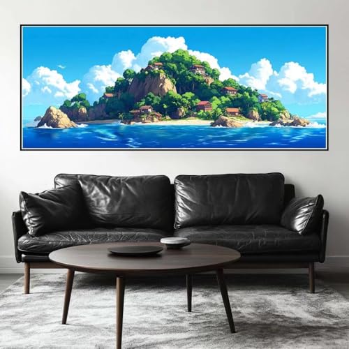 Malen Nach Zahlen Landschaft Malen Nach Zahlen Erwachsene Insel, 225 X 90 cm XXL Groß Acrylfarben Ölgemälde, DIY Malen Nach Zahlen Kinder Anfänger Set Bastelset für Wand Dekor (Ohne Rahmen) -H368 von Kggyele