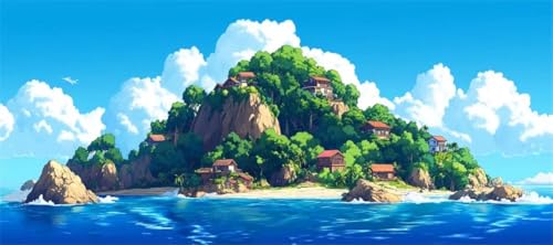 Malen Nach Zahlen Landschaft Malen Nach Zahlen Erwachsene Insel, 90 X 45 cm XXL Groß Acrylfarben Ölgemälde, DIY Malen Nach Zahlen Kinder Anfänger Paint by Numbers Set für Wand Dekor(Ohne Rahmen)-H368 von Kggyele