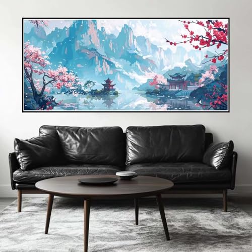 Malen Nach Zahlen Landschaft Malen Nach Zahlen Erwachsene Japan, 170 X 85 cm XXL Groß Acrylfarben Ölgemälde, DIY Malen Nach Zahlen Kinder Anfänger Set Bastelset für Wand Dekor (Ohne Rahmen) -H715 von Kggyele