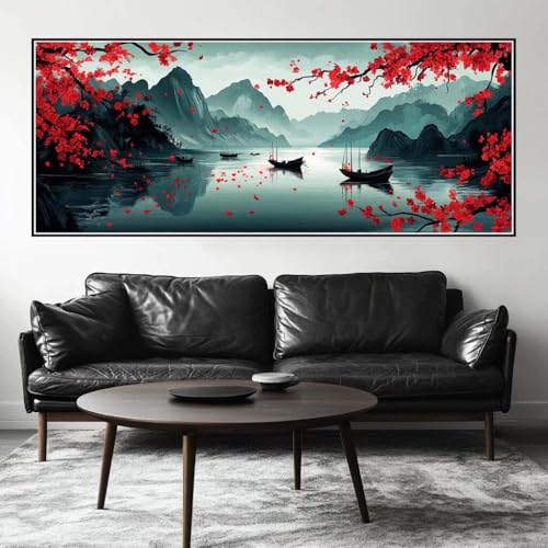 Malen Nach Zahlen Landschaft Malen Nach Zahlen Erwachsene Schiff, 125 X 50 cm XXL Groß Acrylfarben Ölgemälde, DIY Malen Nach Zahlen Kinder Anfänger Set Bastelset für Wand Dekor (Ohne Rahmen) -H838 von Kggyele