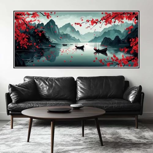 Malen Nach Zahlen Landschaft Malen Nach Zahlen Erwachsene Schiff, 170 X 85 cm XXL Groß Acrylfarben Ölgemälde, DIY Malen Nach Zahlen Kinder Anfänger Set Bastelset für Wand Dekor (Ohne Rahmen) -H838 von Kggyele