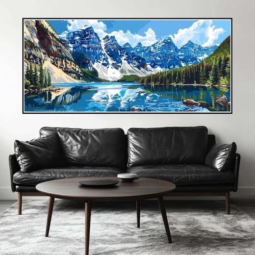 Malen Nach Zahlen Landschaft Malen Nach Zahlen Erwachsene See, 170 X 85 cm XXL Groß Acrylfarben Ölgemälde, DIY Malen Nach Zahlen Kinder Anfänger Paint by Numbers Set für Wand Dekor (Ohne Rahmen) -H547 von Kggyele