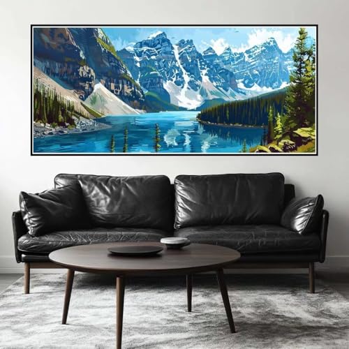 Malen Nach Zahlen Landschaft Malen Nach Zahlen Erwachsene See, 190 X 95 cm XXL Groß Acrylfarben Ölgemälde, DIY Malen Nach Zahlen Kinder Anfänger Paint by Numbers Set für Wand Dekor (Ohne Rahmen) -H494 von Kggyele