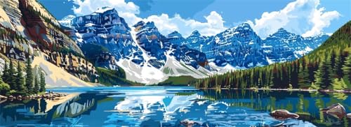Malen Nach Zahlen Landschaft Malen Nach Zahlen Erwachsene See, 45x135 cm XXL Groß Acrylfarben Ölgemälde, DIY Malen Nach Zahlen Kinder Anfänger Paint by Numbers Set für Wand Dekor (Ohne Rahmen) -H547 von Kggyele