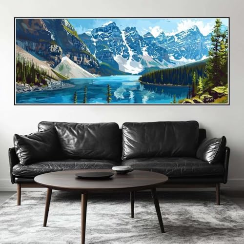 Malen Nach Zahlen Landschaft Malen Nach Zahlen Erwachsene See, 75 X 30 cm XXL Groß Acrylfarben Ölgemälde, DIY Malen Nach Zahlen Kinder Anfänger Paint by Numbers Set für Wand Dekor (Ohne Rahmen) -H494 von Kggyele