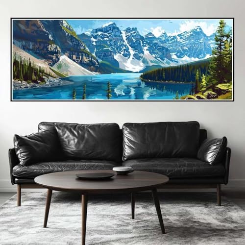 Malen Nach Zahlen Landschaft Malen Nach Zahlen Erwachsene See, 75x225 cm XXL Groß Acrylfarben Ölgemälde, DIY Malen Nach Zahlen Kinder Anfänger Paint by Numbers Set für Wand Dekor (Ohne Rahmen) -H494 von Kggyele
