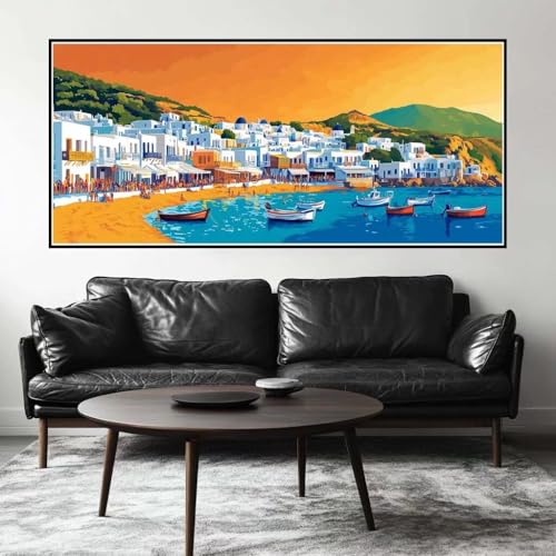Malen Nach Zahlen Landschaft Malen Nach Zahlen Erwachsene Strand, 90 X 45 cm XXL Groß Acrylfarben Ölgemälde, DIY Malen Nach Zahlen Kinder Anfänger Set Bastelset für Wand Dekor (Ohne Rahmen) -H752 von Kggyele