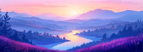 Malen Nach Zahlen Landschaft Malen Nach Zahlen Erwachsene Wald, 55x165 cm XXL Groß Acrylfarben Ölgemälde, DIY Malen Nach Zahlen Kinder Anfänger Paint by Numbers Set für Wand Dekor (Ohne Rahmen)-H847 von Kggyele