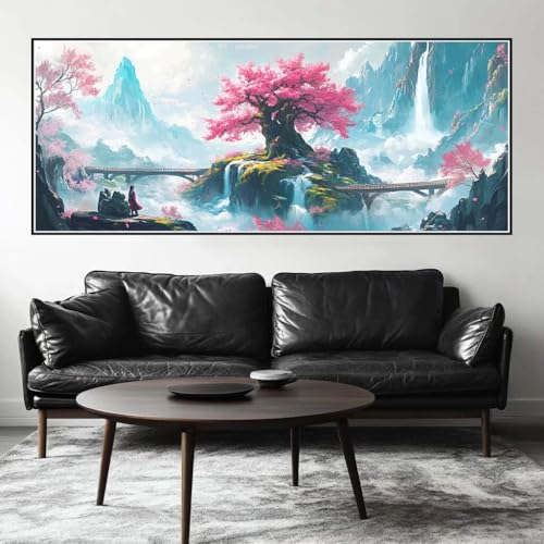 Malen Nach Zahlen Landschaft Malen Nach Zahlen Erwachsene Wasserfall, 100 X 40 cm XXL Groß Acrylfarben Ölgemälde, DIY Malen Nach Zahlen Kinder Anfänger Set Bastelset für Wand Dekor (Ohne Rahmen) -H407 von Kggyele
