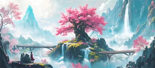 Malen Nach Zahlen Landschaft Malen Nach Zahlen Erwachsene Wasserfall, 150 X 75 cm XXL Groß Acrylfarben Ölgemälde, DIY Malen Nach Zahlen Kinder Anfänger Set Bastelset für Wand Dekor (Ohne Rahmen) -H407 von Kggyele