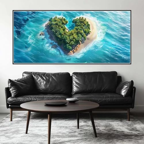 Malen Nach Zahlen Liebe Malen Nach Zahlen Erwachsene Insel, 90 X 45 cm XXL Groß Acrylfarben Ölgemälde, DIY Malen Nach Zahlen Kinder Anfänger Paint by Numbers Set für Wand Dekor (Ohne Rahmen) -H635 von Kggyele