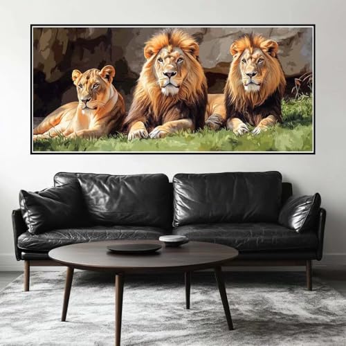 Malen Nach Zahlen Löwe Malen Nach Zahlen Erwachsene Tier, 170 X 85 cm XXL Groß Acrylfarben Ölgemälde, DIY Malen Nach Zahlen Kinder Anfänger Paint by Numbers Adult Set für Wand Dekor (Ohne Rahmen)-H909 von Kggyele