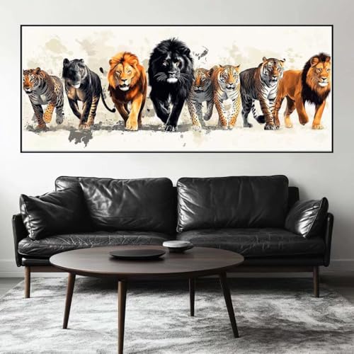 Malen Nach Zahlen Löwe Malen Nach Zahlen Erwachsene Tiger, 250 X 100 cm XXL Groß Acrylfarben Ölgemälde, DIY Malen Nach Zahlen Kinder Anfänger Paint by Numbers Set für Wand Dekor (Ohne Rahmen) -H195 von Kggyele
