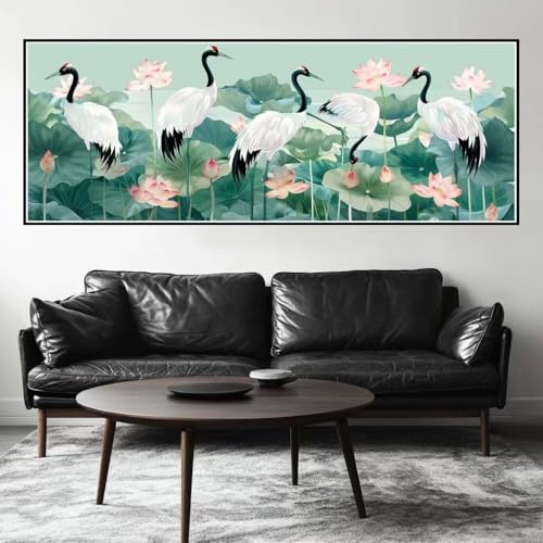 Malen Nach Zahlen Lotus Malen Nach Zahlen Erwachsene Kranich, 25x75 cm XXL Groß Acrylfarben Ölgemälde, DIY Malen Nach Zahlen Kinder Anfänger Paint by Numbers Set für Wand Dekor (Ohne Rahmen) -H499 von Kggyele