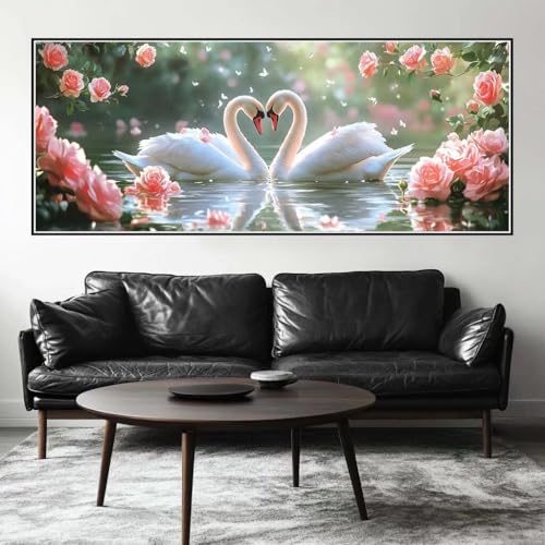 Malen Nach Zahlen Lotus Malen Nach Zahlen Erwachsene Schwan, 225 X 90 cm XXL Groß Acrylfarben Ölgemälde, DIY Malen Nach Zahlen Kinder Anfänger Paint by Numbers Set für Wand Dekor (Ohne Rahmen) -H314 von Kggyele