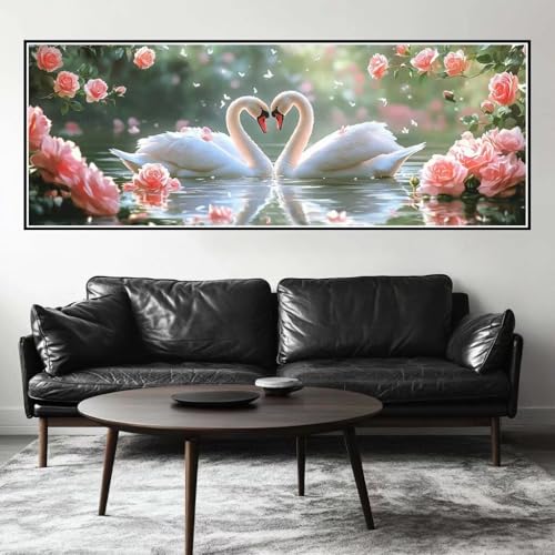 Malen Nach Zahlen Lotus Malen Nach Zahlen Erwachsene Schwan, 75x225 cm XXL Groß Acrylfarben Ölgemälde, DIY Malen Nach Zahlen Kinder Anfänger Paint by Numbers Set für Wand Dekor (Ohne Rahmen) -H314 von Kggyele