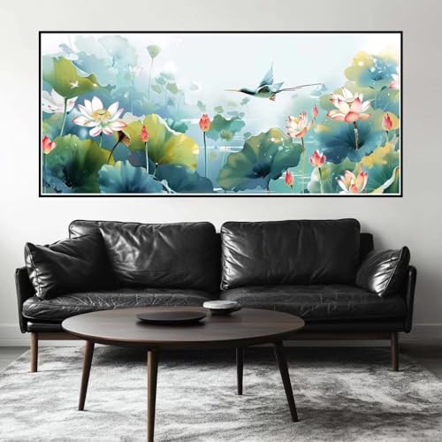 Malen Nach Zahlen Lotus Malen Nach Zahlen Erwachsene Vogel, 70 X 35 cm XXL Groß Acrylfarben Ölgemälde, DIY Malen Nach Zahlen Kinder Anfänger Paint by Numbers Set für Wand Dekor (Ohne Rahmen) -H601 von Kggyele