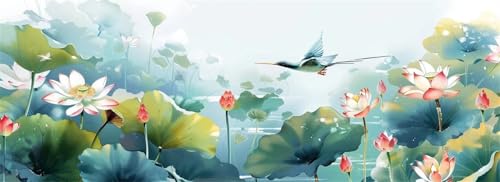 Malen Nach Zahlen Lotus Malen Nach Zahlen Erwachsene Vogel, 75x225 cm XXL Groß Acrylfarben Ölgemälde, DIY Malen Nach Zahlen Kinder Anfänger Paint by Numbers Set für Wand Dekor (Ohne Rahmen) -H601 von Kggyele