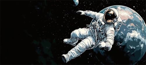 Malen Nach Zahlen Mond Malen Nach Zahlen Erwachsene Astronaut, 90 X 45 cm XXL Groß Acrylfarben Ölgemälde, DIY Malen Nach Zahlen Kinder Anfänger Paint by Numbers Set für Wand Dekor (Ohne Rahmen) -H204 von Kggyele