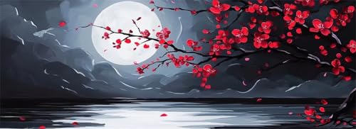 Malen Nach Zahlen Mond Malen Nach Zahlen Erwachsene Blume, 55x165 cm XXL Groß Acrylfarben Ölgemälde, DIY Malen Nach Zahlen Kinder Anfänger Paint by Numbers Set für Wand Dekor (Ohne Rahmen) -H703 von Kggyele
