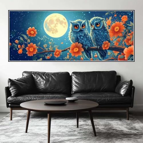 Malen Nach Zahlen Mond Malen Nach Zahlen Erwachsene Eule, 200 X 80 cm XXL Groß Acrylfarben Ölgemälde, DIY Malen Nach Zahlen Kinder Anfänger Paint by Numbers Adult Set für Wand Dekor (Ohne Rahmen)-H906 von Kggyele