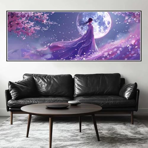 Malen Nach Zahlen Mond Malen Nach Zahlen Erwachsene Göttin, 65x195 cm XXL Groß Acrylfarben Ölgemälde, DIY Malen Nach Zahlen Kinder Anfänger Paint by Numbers Set für Wand Dekor (Ohne Rahmen) -H553 von Kggyele