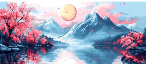 Malen Nach Zahlen Mond Malen Nach Zahlen Erwachsene Kirschblüte, 170 X 85 cm XXL Groß Acrylfarben Ölgemälde, DIY Malen Nach Zahlen Kinder Anfänger Set Bastelset für Wand Dekor (Ohne Rahmen) -H246 von Kggyele