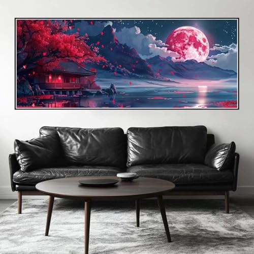 Malen Nach Zahlen Mond Malen Nach Zahlen Erwachsene Landschaft, 100 X 40 cm XXL Groß Acrylfarben Ölgemälde, DIY Malen Nach Zahlen Kinder Anfänger Paint by Numbers Set für Wand Dekor (Ohne Rahmen)-H630 von Kggyele