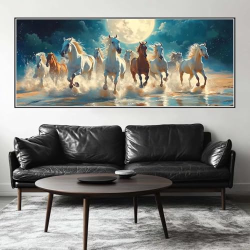 Malen Nach Zahlen Mond Malen Nach Zahlen Erwachsene Pferd, 225 X 90 cm XXL Groß Acrylfarben Ölgemälde, DIY Malen Nach Zahlen Kinder Anfänger Paint by Numbers Set für Wand Dekor (Ohne Rahmen) -H301 von Kggyele