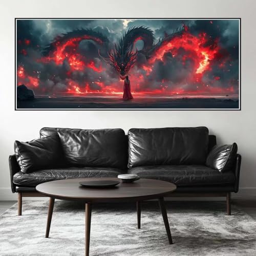 Malen Nach Zahlen Mythologie Malen Nach Zahlen Erwachsene Drache, 225 X 90 cm XXL Groß Acrylfarben Ölgemälde, DIY Malen Nach Zahlen Kinder Anfänger Set Bastelset für Wand Dekor (Ohne Rahmen) -H292 von Kggyele