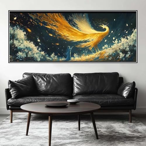 Malen Nach Zahlen Mythologie Malen Nach Zahlen Erwachsene Phönix, 200 X 80 cm XXL Groß Acrylfarben Ölgemälde, DIY Malen Nach Zahlen Kinder Anfänger Set Bastelset für Wand Dekor (Ohne Rahmen) -H239 von Kggyele