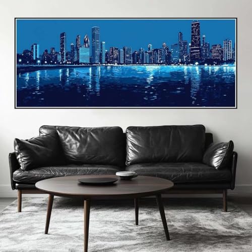 Malen Nach Zahlen Nacht Malen Nach Zahlen Erwachsene Stadt, 200 X 80 cm XXL Groß Acrylfarben Ölgemälde, DIY Malen Nach Zahlen Kinder Anfänger Paint by Numbers Set für Wand Dekor (Ohne Rahmen) -H825 von Kggyele