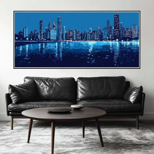 Malen Nach Zahlen Nacht Malen Nach Zahlen Erwachsene Stadt, 50 X 25 cm XXL Groß Acrylfarben Ölgemälde, DIY Malen Nach Zahlen Kinder Anfänger Paint by Numbers Set für Wand Dekor (Ohne Rahmen) -H825 von Kggyele