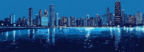 Malen Nach Zahlen Nacht Malen Nach Zahlen Erwachsene Stadt, 85x255 cm XXL Groß Acrylfarben Ölgemälde, DIY Malen Nach Zahlen Kinder Anfänger Paint by Numbers Set für Wand Dekor (Ohne Rahmen) -H825 von Kggyele
