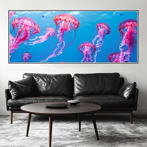 Malen Nach Zahlen Ozean Malen Nach Zahlen Erwachsene Qualle, 75 X 30 cm XXL Groß Acrylfarben Ölgemälde, DIY Malen Nach Zahlen Kinder Anfänger Paint by Numbers Set für Wand Dekor (Ohne Rahmen) -H410 von Kggyele