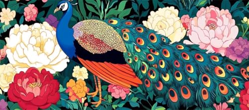 Malen Nach Zahlen Pfau Malen Nach Zahlen Erwachsene Blume, 150 X 75 cm XXL Groß Acrylfarben Ölgemälde, DIY Malen Nach Zahlen Kinder Anfänger Paint by Numbers Set für Wand Dekor (Ohne Rahmen) -H331 von Kggyele