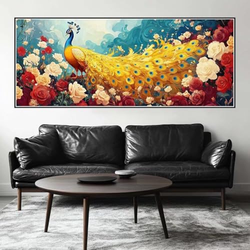 Malen Nach Zahlen Pfau Malen Nach Zahlen Erwachsene Blume, 200 X 80 cm XXL Groß Acrylfarben Ölgemälde, DIY Malen Nach Zahlen Kinder Anfänger Paint by Numbers Set für Wand Dekor (Ohne Rahmen) -H885 von Kggyele
