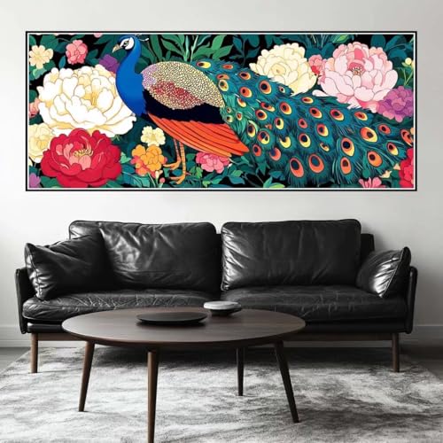 Malen Nach Zahlen Pfau Malen Nach Zahlen Erwachsene Blume, 250 X 100 cm XXL Groß Acrylfarben Ölgemälde, DIY Malen Nach Zahlen Kinder Anfänger Paint by Numbers Set für Wand Dekor (Ohne Rahmen) -H331 von Kggyele