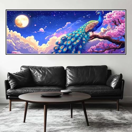 Malen Nach Zahlen Pfau Malen Nach Zahlen Erwachsene Mond, 85x255 cm XXL Groß Acrylfarben Ölgemälde, DIY Malen Nach Zahlen Kinder Anfänger Paint by Numbers Adult Set für Wand Dekor (Ohne Rahmen)-H271 von Kggyele