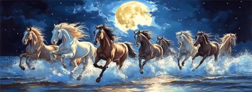 Malen Nach Zahlen Pferd Malen Nach Zahlen Erwachsene Mond, 15x45 cm XXL Groß Acrylfarben Ölgemälde, DIY Malen Nach Zahlen Kinder Anfänger Paint by Numbers Adult Set für Wand Dekor (Ohne Rahmen)-H581 von Kggyele